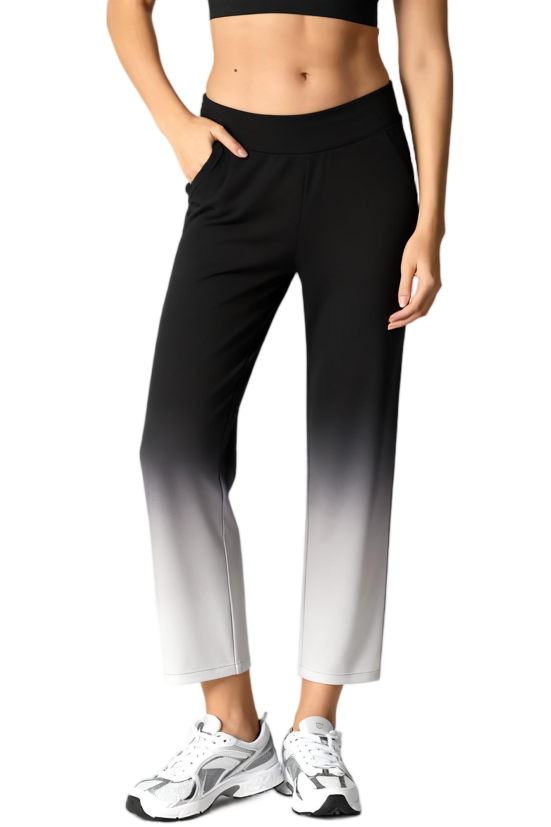 Black to Grey Ombre Straight-Leg Yoga Pants