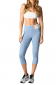 Light Blue High-Waist Capri Yoga Leggings with Color-Block Waistband